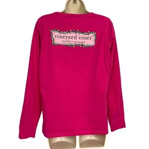 Vineyard Vines Christmas Top Womens Medium Hot Pink Long Sleeve T Shirt Lights